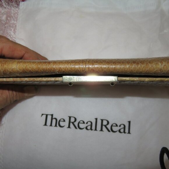 Jimmy Choo Gold c Snakeskin Long Bifold Wallet Gold Tone Hardware EUC - Picture 9 of 12